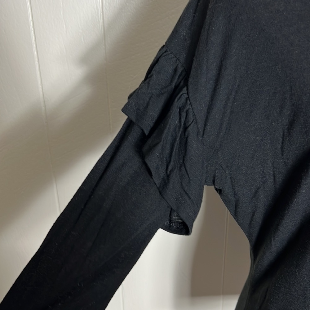 Black Ruffle Sleeve Top - Picture 2 of 5